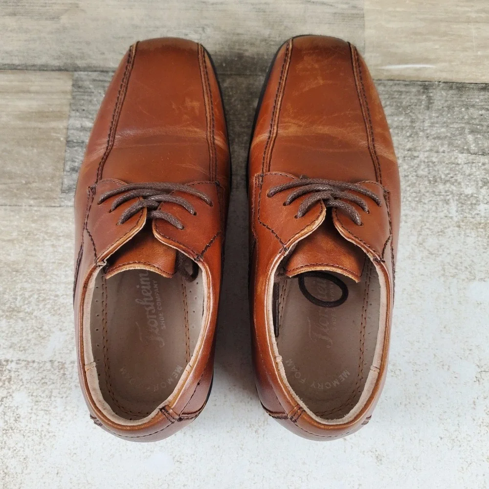 Florsheim Reveal Bike Kids Oxford Shoes Sz 12.5 Cognac Leather Bicycle Toe Lace
